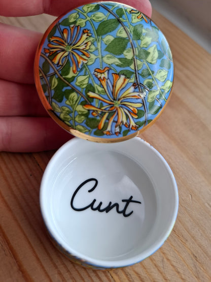 'Cunt' Upcycled Bright Floral Trinket Pot
