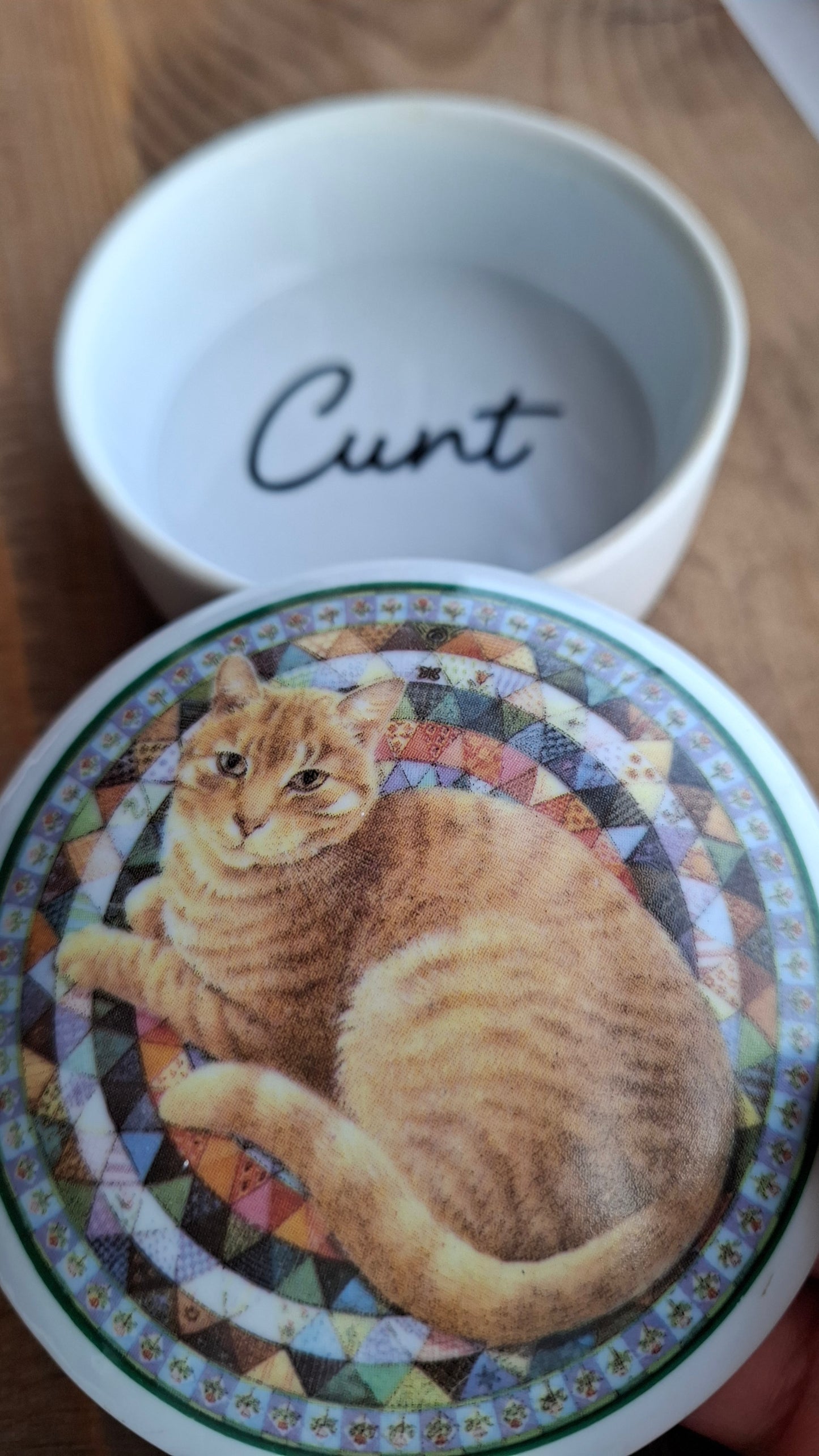 'Cunt' Upcycled Ceramic Cat Ashtray