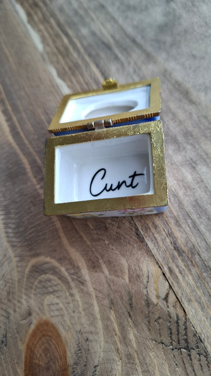 'Cunt' Upcycled Floral Chest Trinket Pot