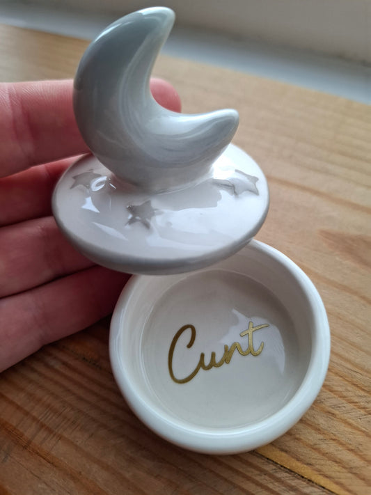 'Cunt' Upcycled Moon Trinket Pot (DISCOUNTED)