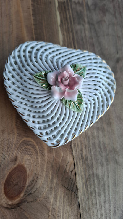 'Cunt' Upcycled White Metal Heart Trinket Pot (HAS SOME DAMAGE - DISCOUNTED)