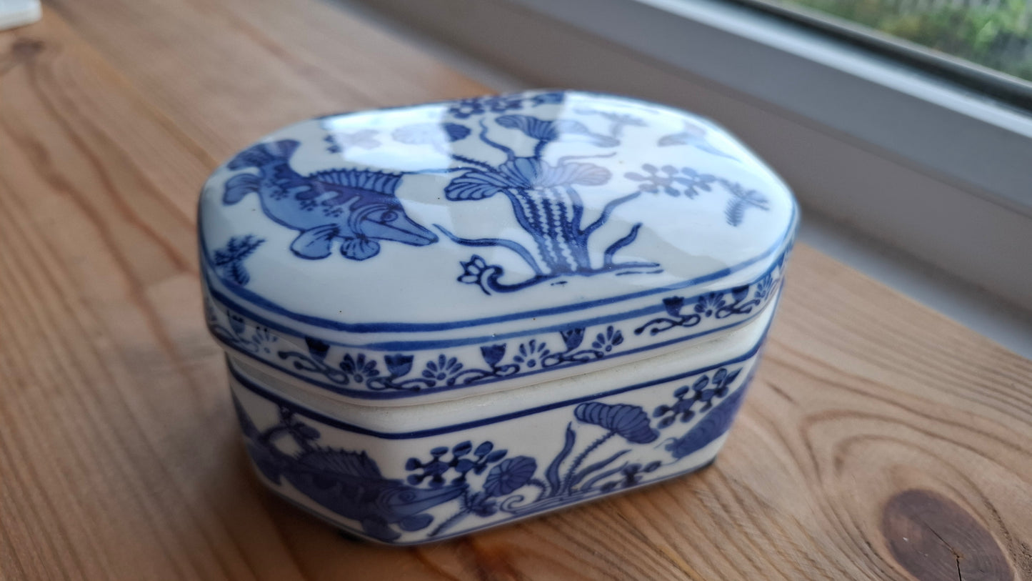 'Wanker' Upcycled Blue/White Fish Trinket Pot