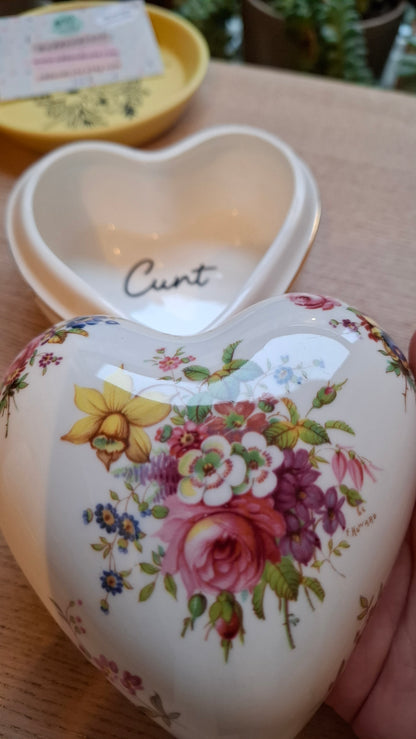 'Cunt' Upcycled Large Heart Shaped Trinket Pot
