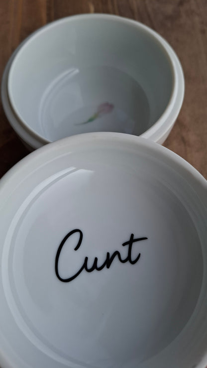 'Cunt' Upcycled White Chunky Round Lily Trinket Pot