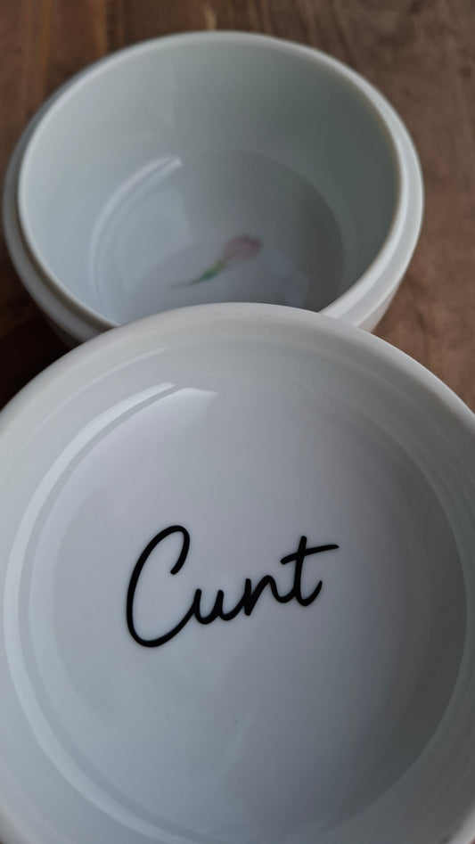 'Cunt' Upcycled White Chunky Round Lily Trinket Pot