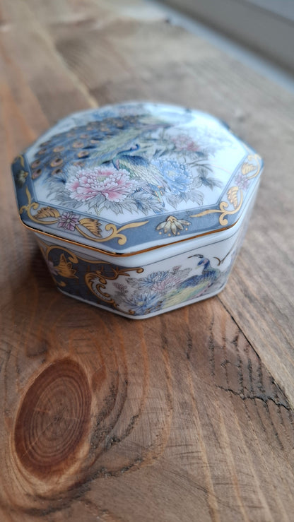 'Fanny Flaps' Upcycled Octagonal Peacock Trinket Pot