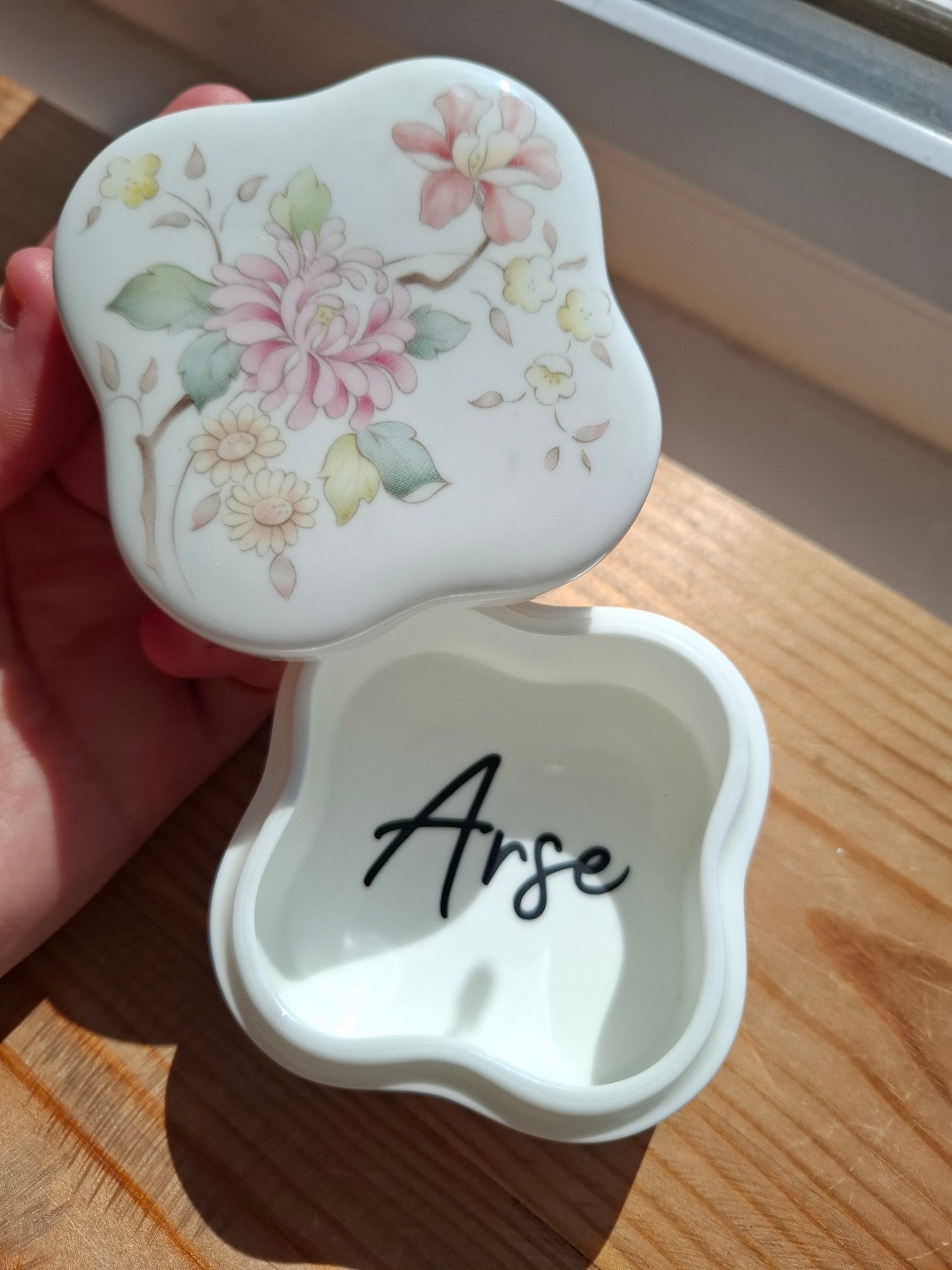 'Arse Hole' Upcycled Chunky Floral Trinket Pot