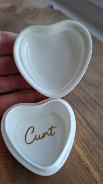 'Cunt' Upcycled Small Heart Shaped Trinket Pot