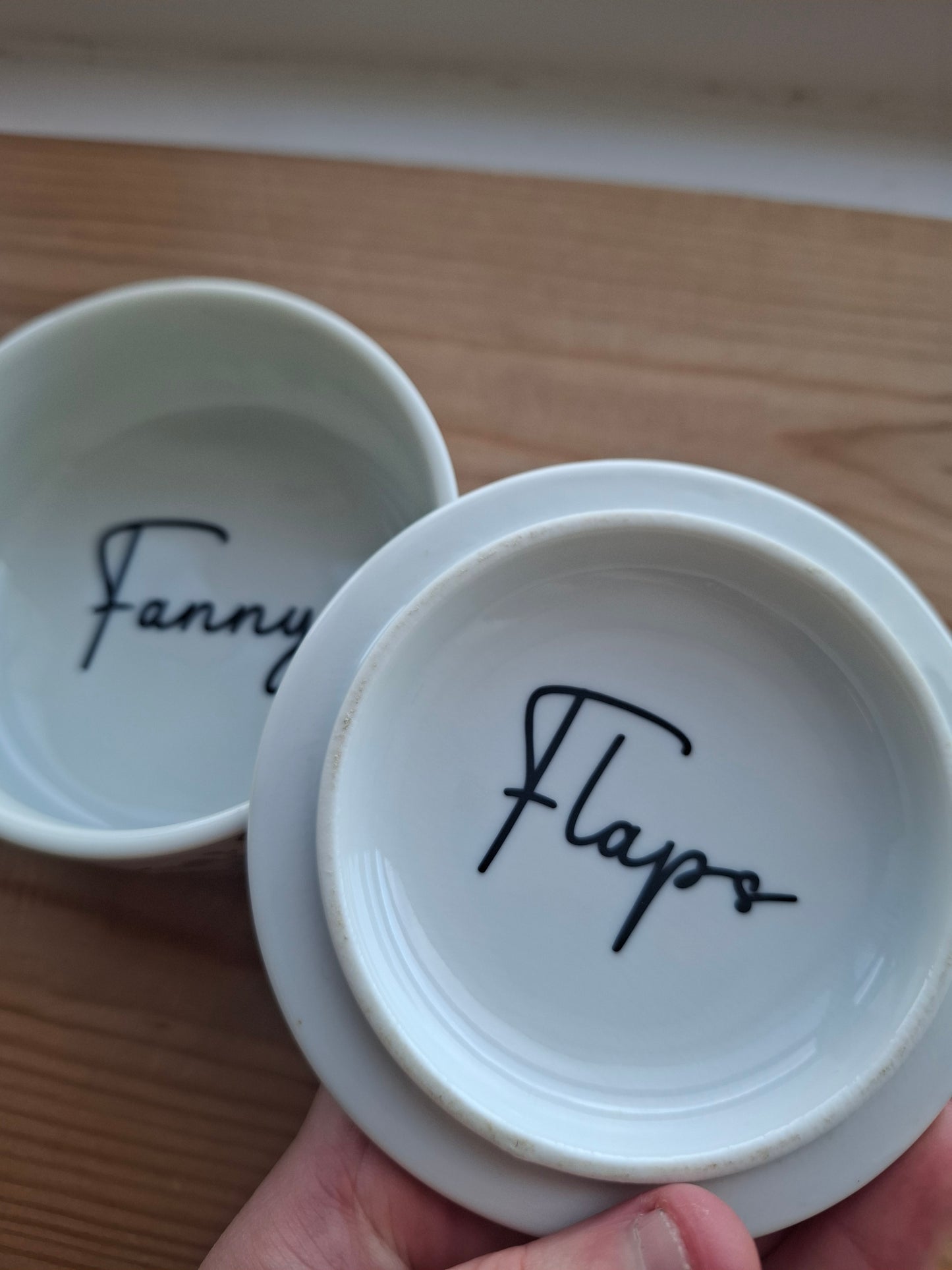 'Fanny Flaps' Upcycled Round Fancy Peacock Trinket Pot