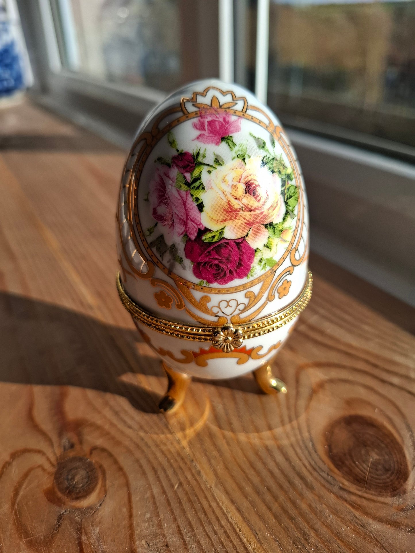 'Cunt' Upcycled White/Gold Fancy Egg Trinket Pot With Legs
