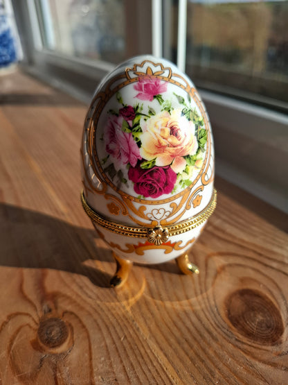 'Cunt' Upcycled White/Gold Fancy Egg Trinket Pot With Legs