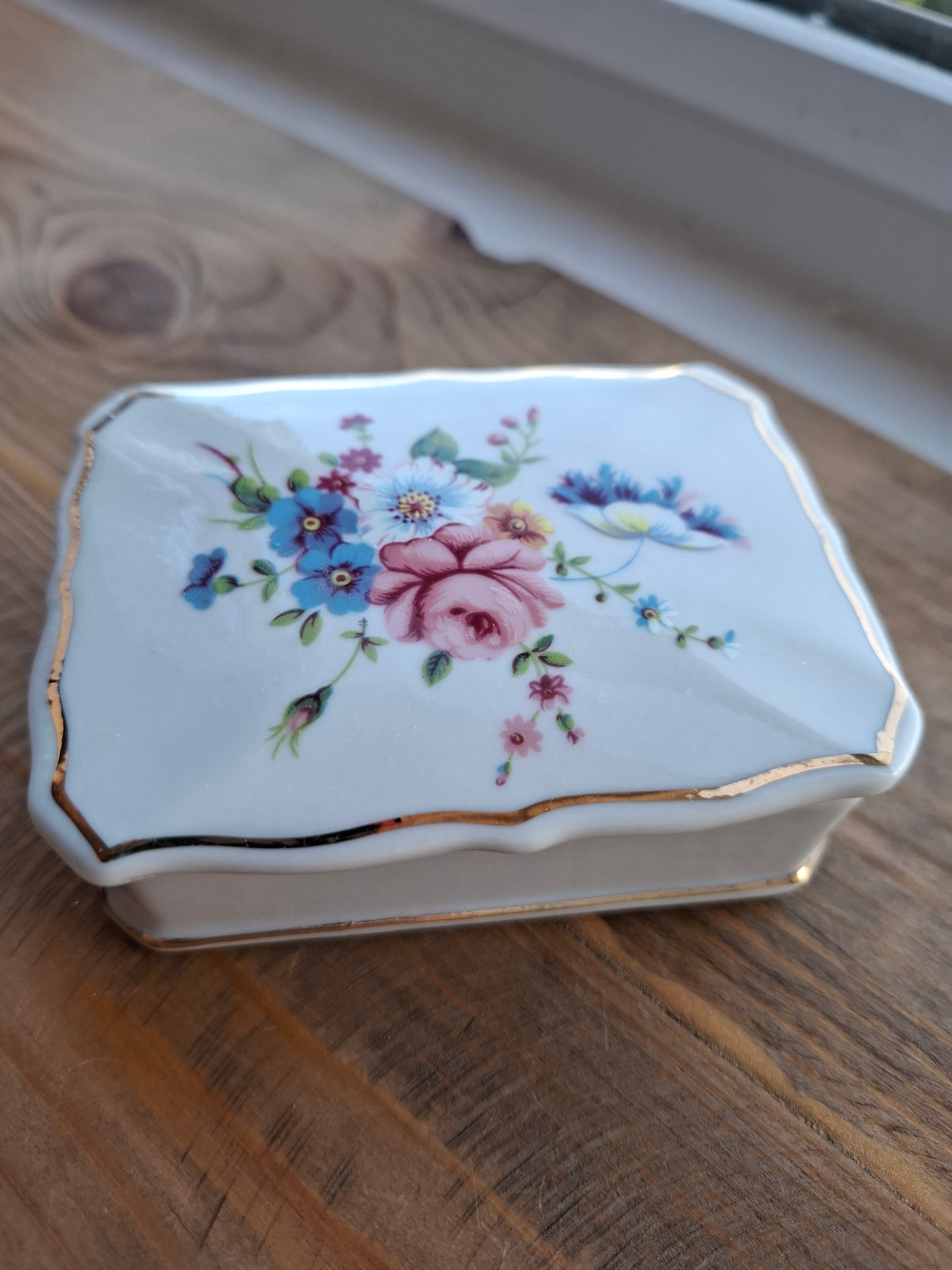'Bollocks' Upcycled Floral Rectangular Trinket Pot
