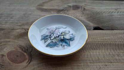 'Cunt' Upcycled Round Floral Small Trinket Dish (Bluey/Lilac)