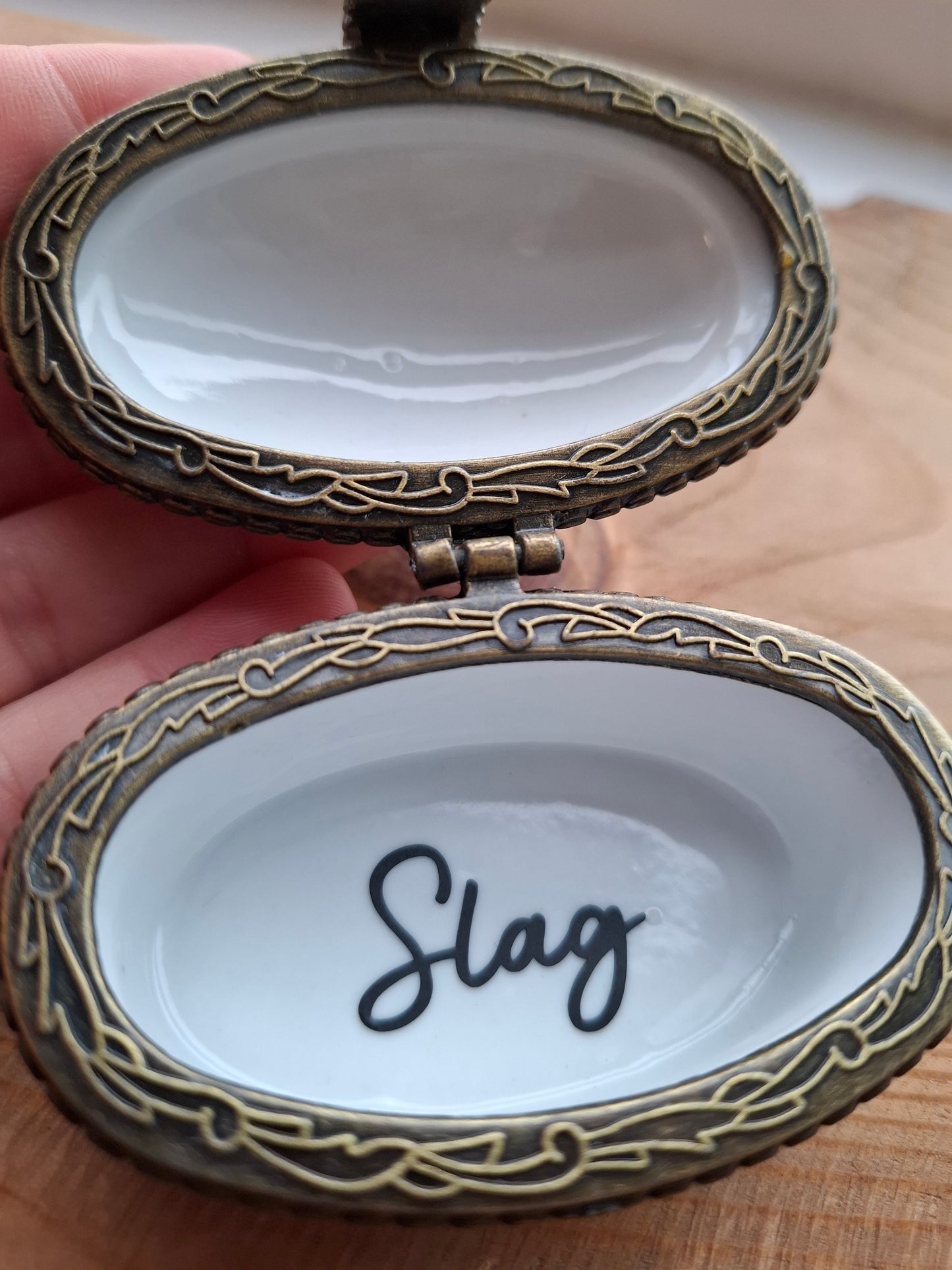 'Slag' Upcycled Oval Shaped Clasped Trinket Pot