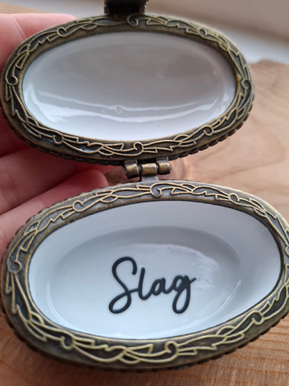 'Slag' Upcycled Oval Shaped Clasped Trinket Pot