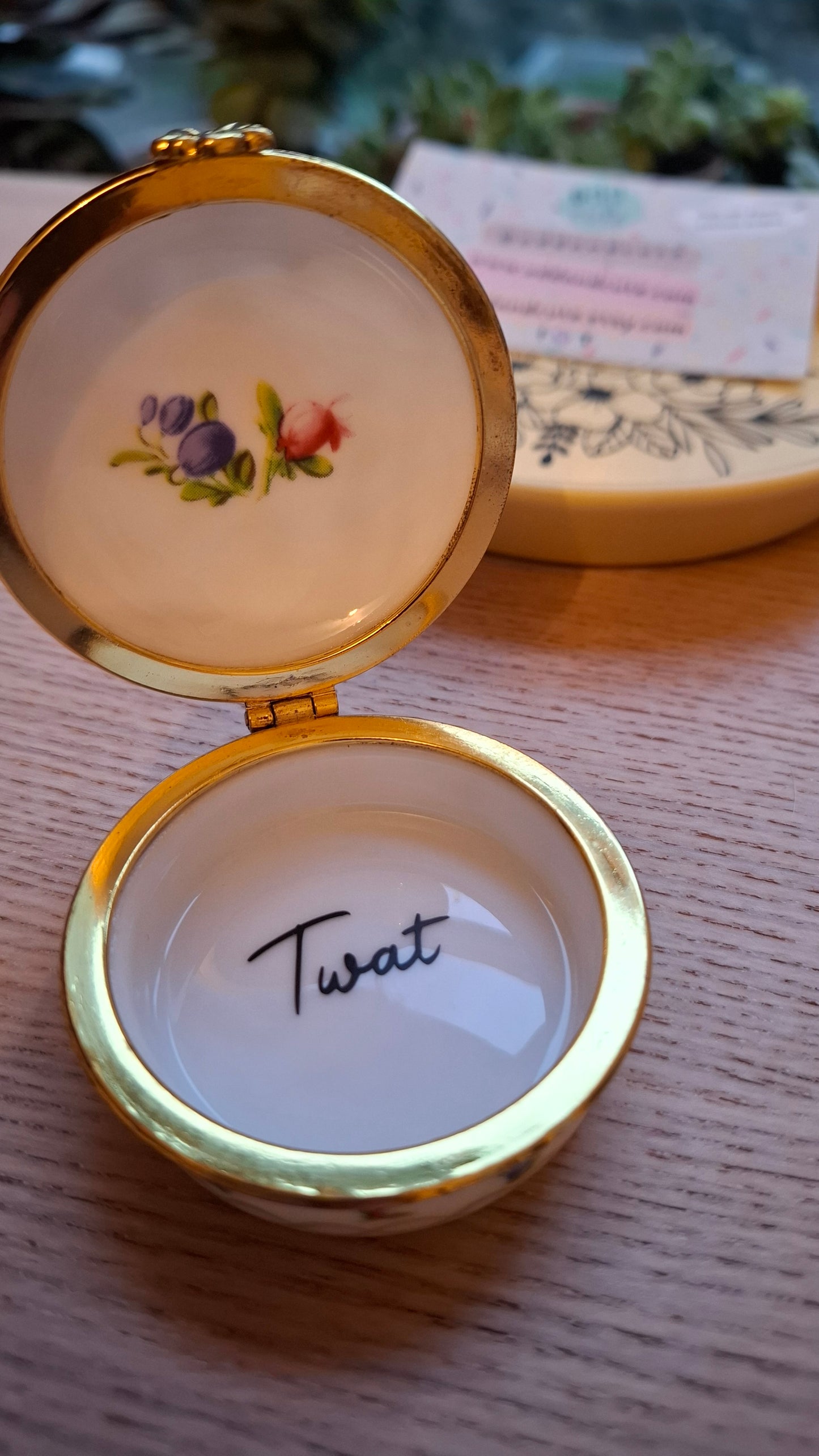 'Twat' Upcycled Round Trinket Pot