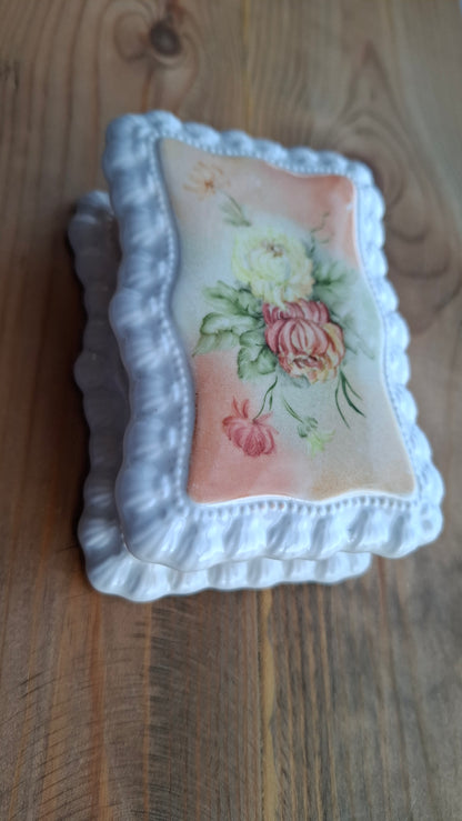 'Bollocks' Upcycled Floral Rectangular Frilly Trinket Pot