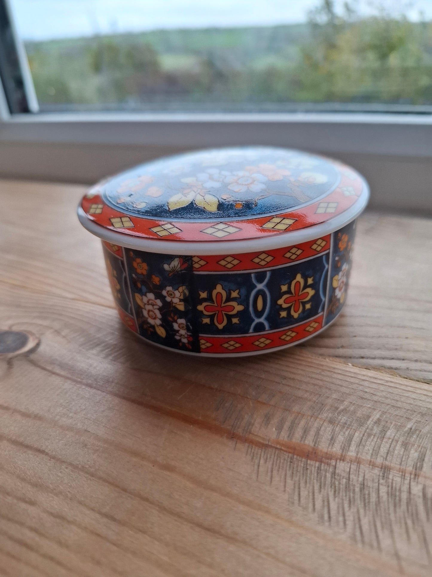 'Cunt' Bright Orange/Navy Patterned Trinket Pot