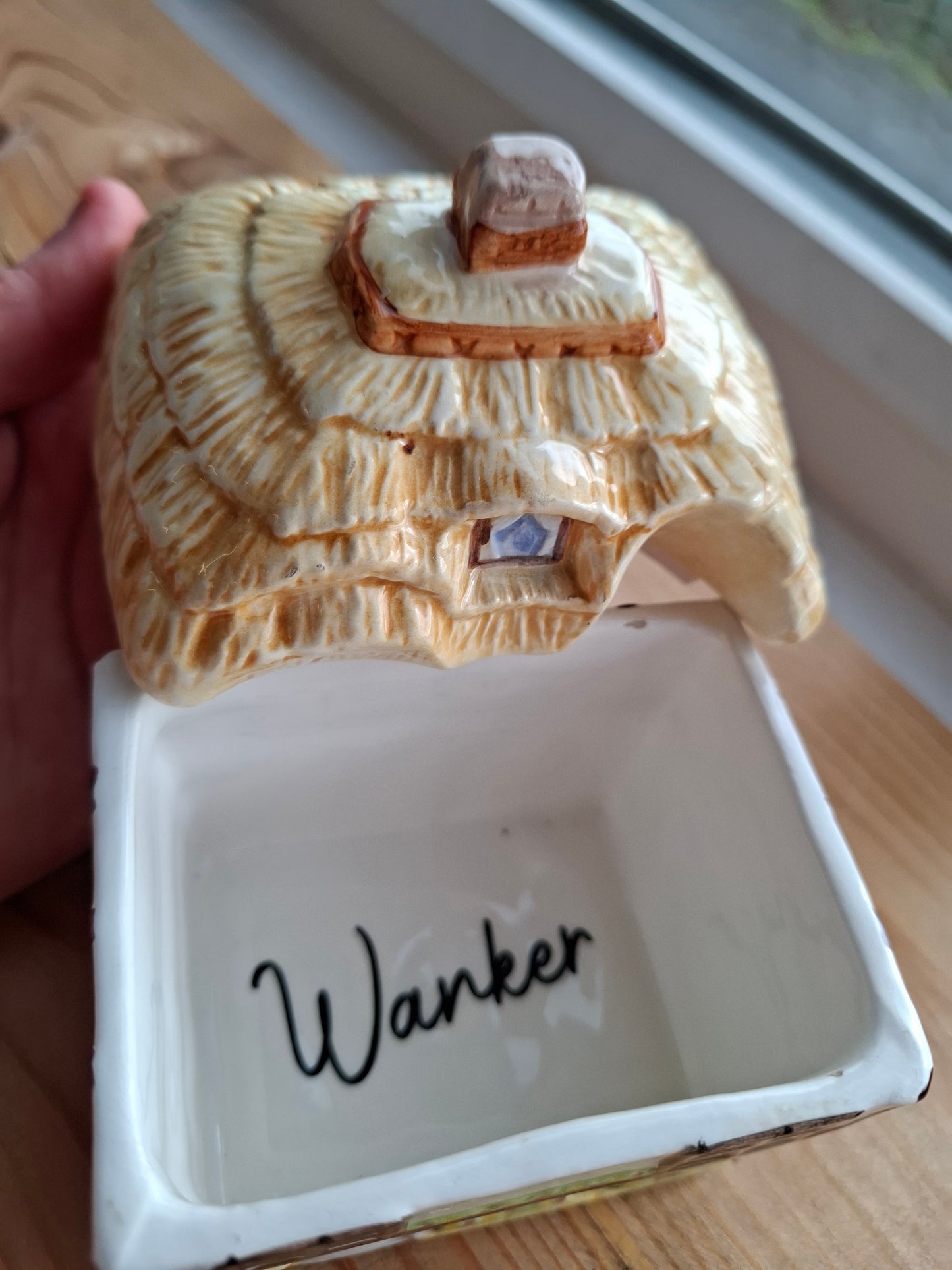 'Wanker' Upcycled Cottage House Ceramic Pot