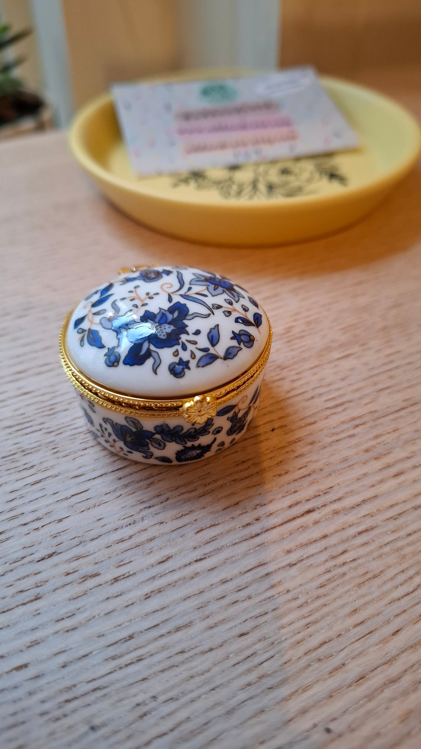 'Cunt' Upcycled Mini Trinket/Pill Pot Blue & White Floral