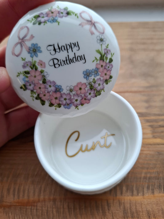 'Cunt' Upcycled Happy Birthday Trinket Pot