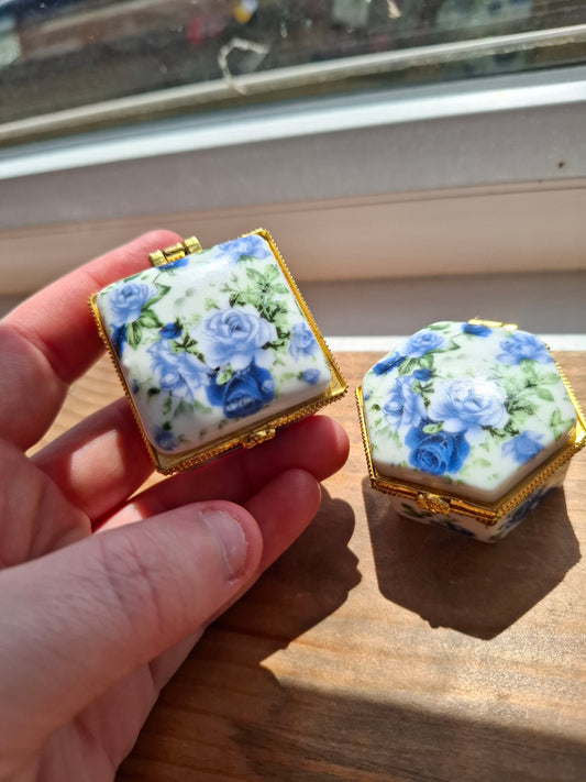 'Cunt' Upcycled Mini Trinket/Pill Pot Blue Roses