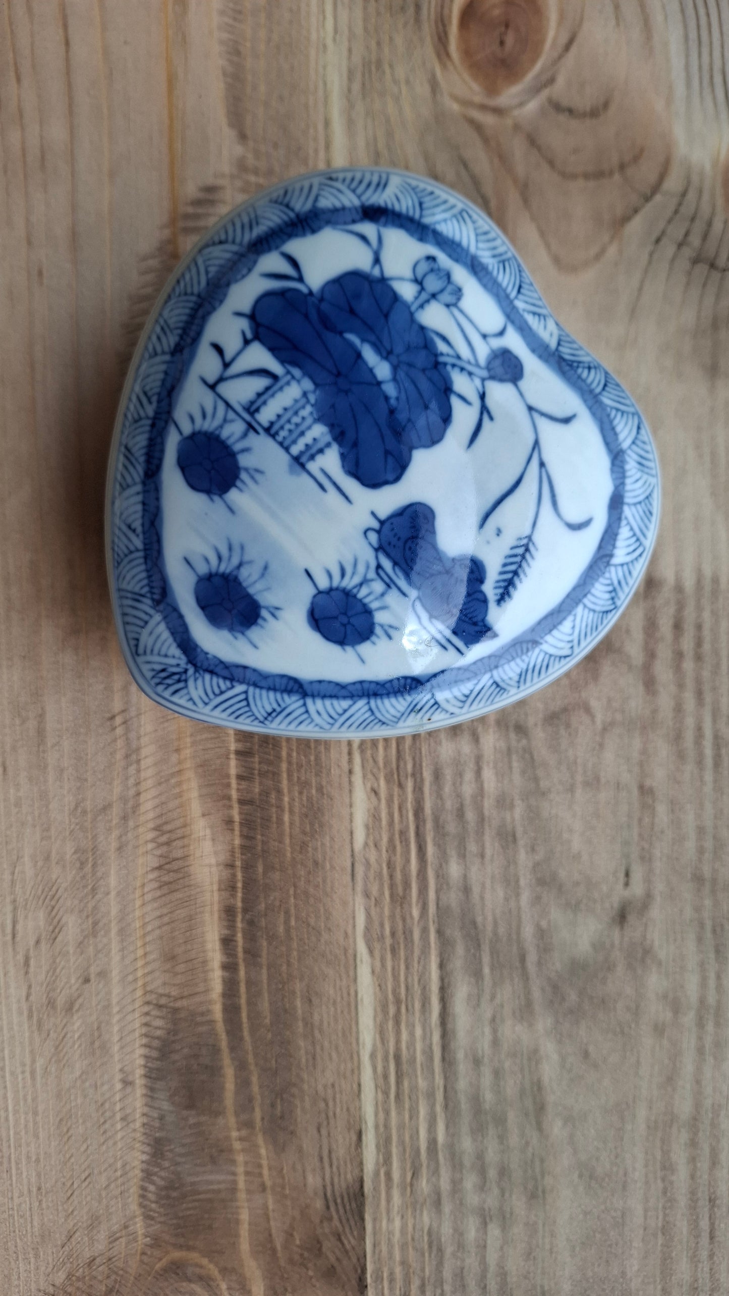 'Queen Cunt' Upcycled Large Pretty Blue/White Heart Trinket Pot