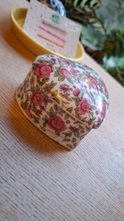 'Fanny Flaps' Upcycled Rose Heart Shaped Trinket Pot