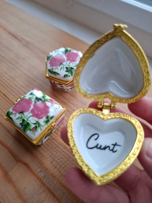 'Cunt' Upcycled Mini Trinket/Pill Pot Hot Pink & Green