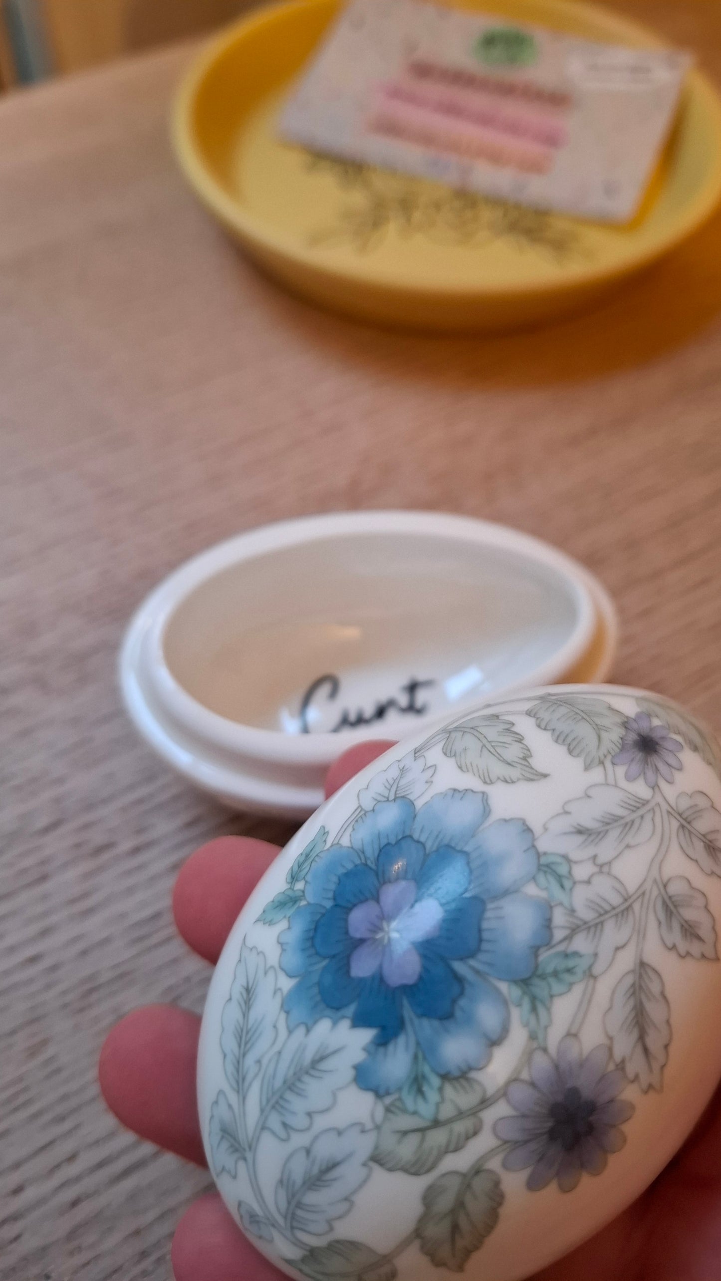 'Cunt' Upcycled Small Egg Shaped Trinket Pot