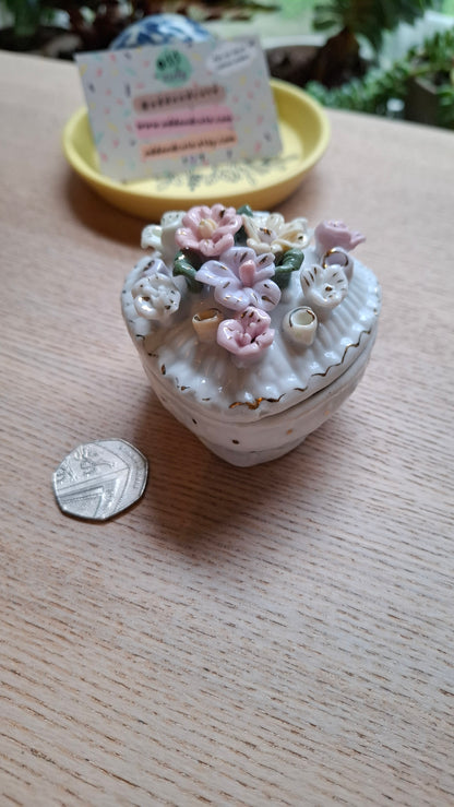 'Ball Bag' Upcycled Floral Heart Shaped Trinket Pot