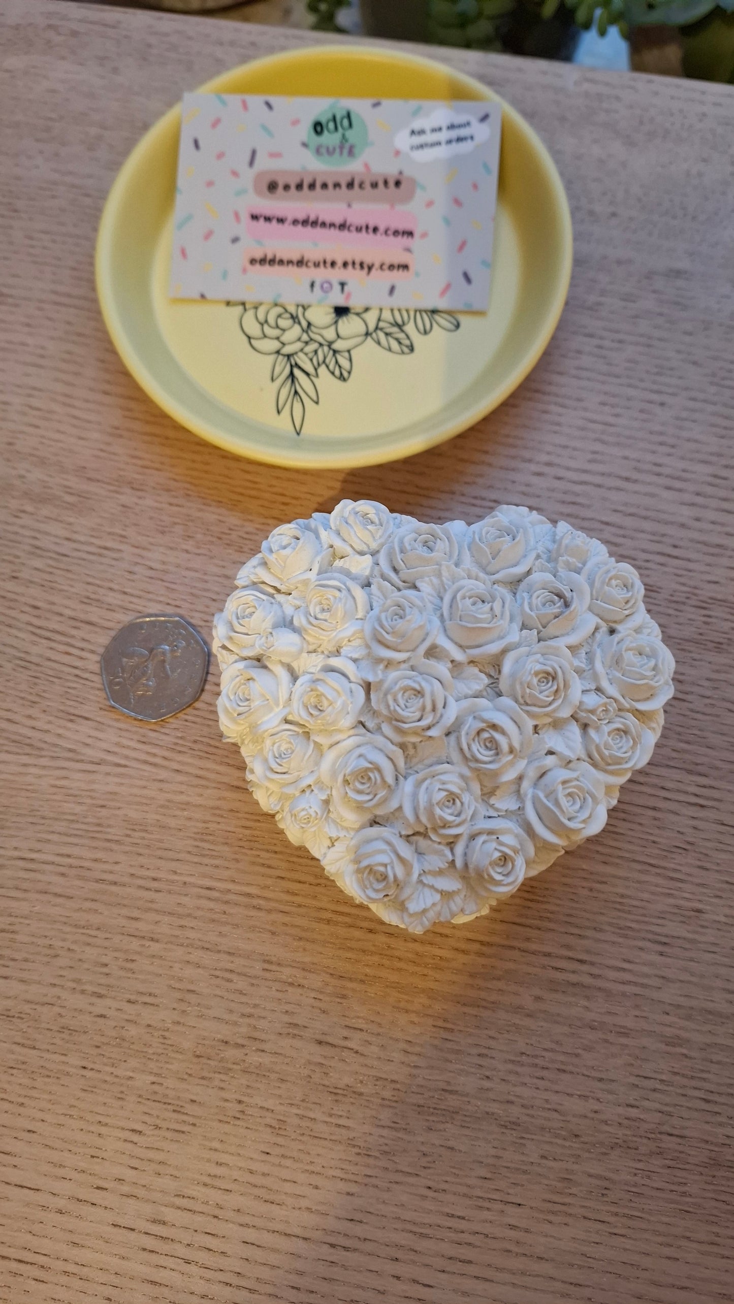 'Cunt' Upcycled Heart Shaped White Rose Trinket Pot