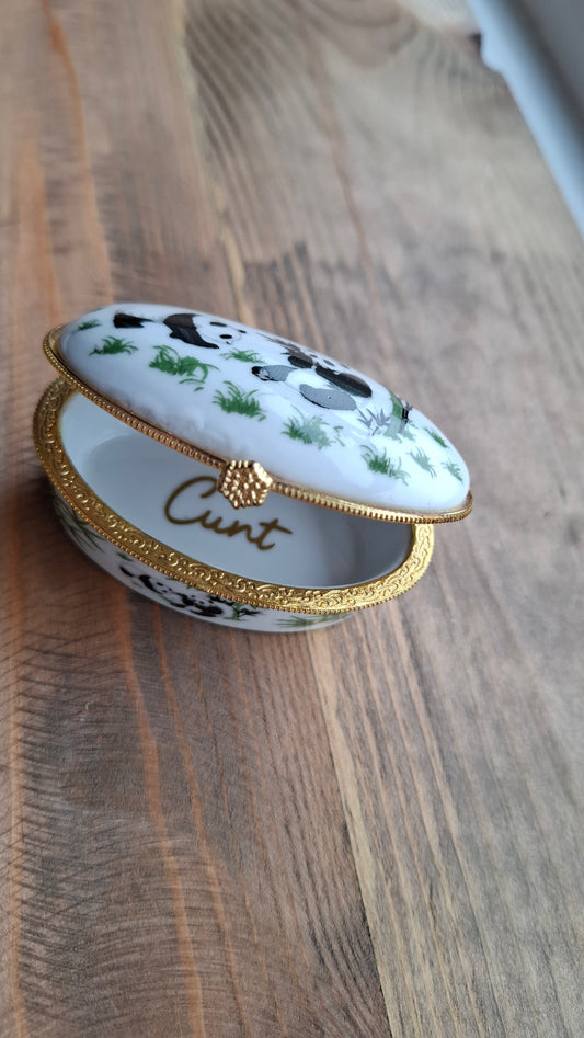 'Cunt' Upcycled Panda Oval Trinket Pot (DOES NOT CLOSE)