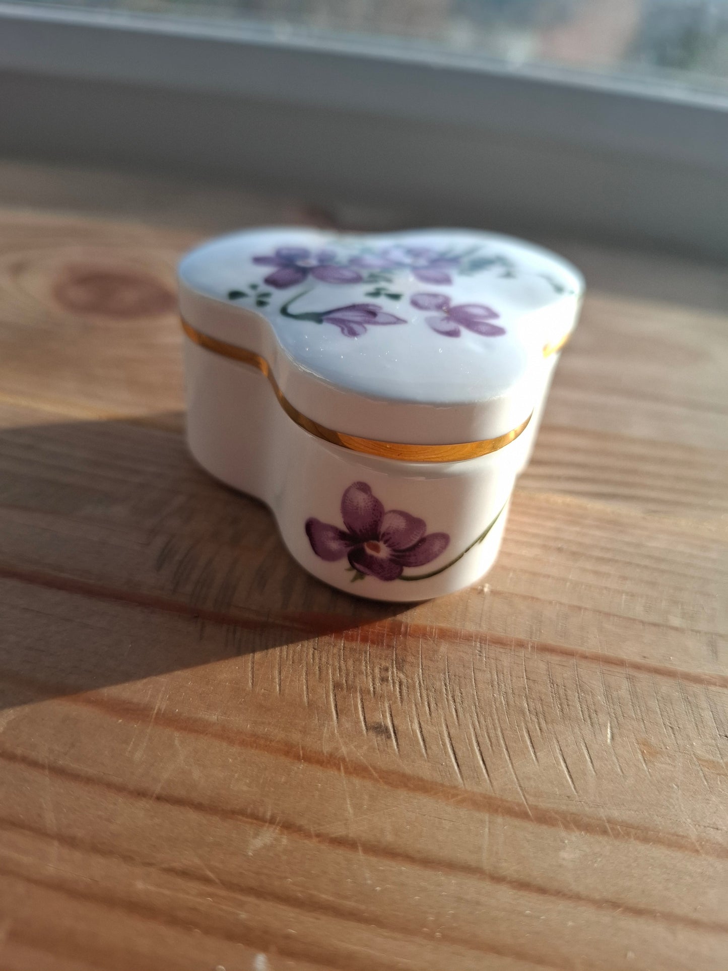 'Bum Hole' Upcycled Unusual Shape Purple Floral Trinket Pot