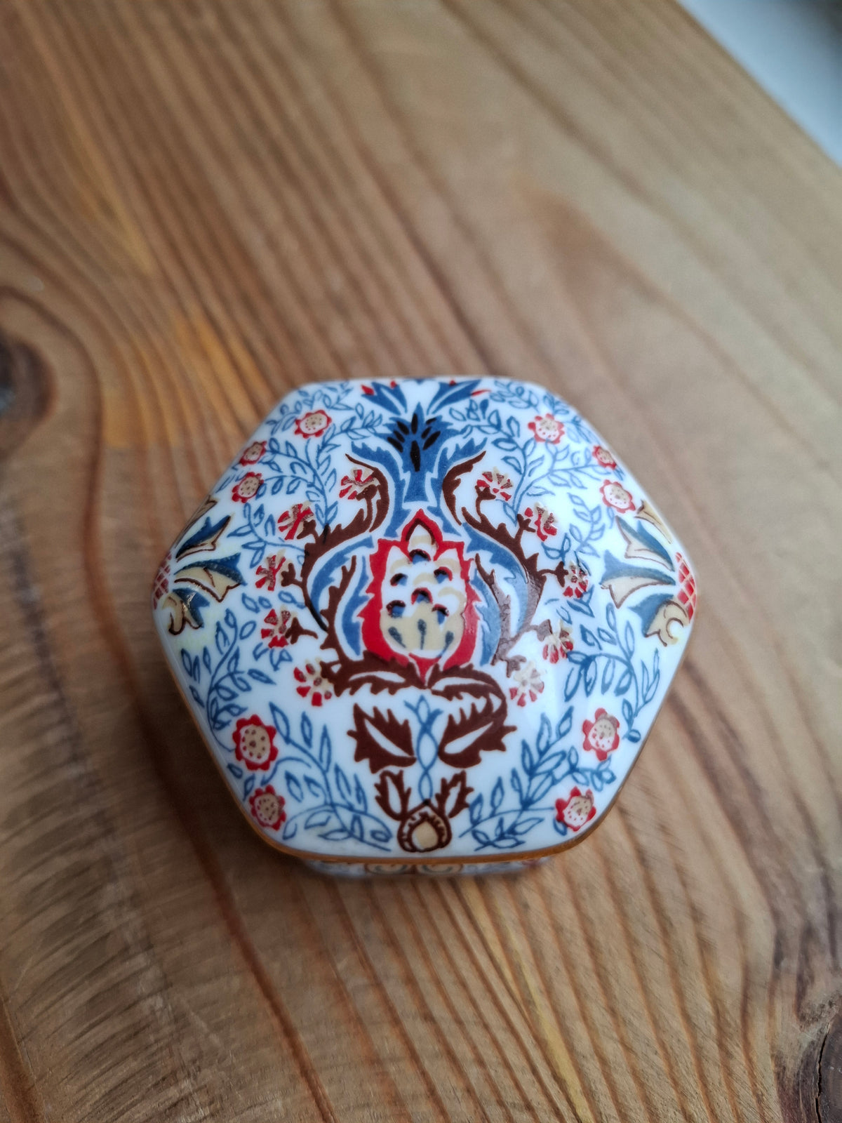 'Cunt' Upcycled Fancy Red & Blue Hexagonal Trinket Pot