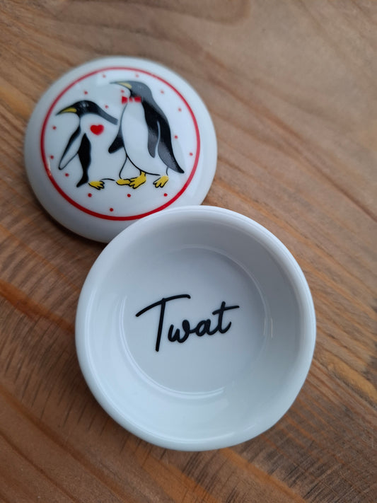 'Twat' Upcycled Small Penguin Trinket Pot