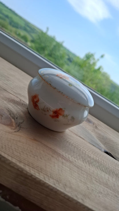 'Twat Flaps' Upcycled White Floral Trinket Pot