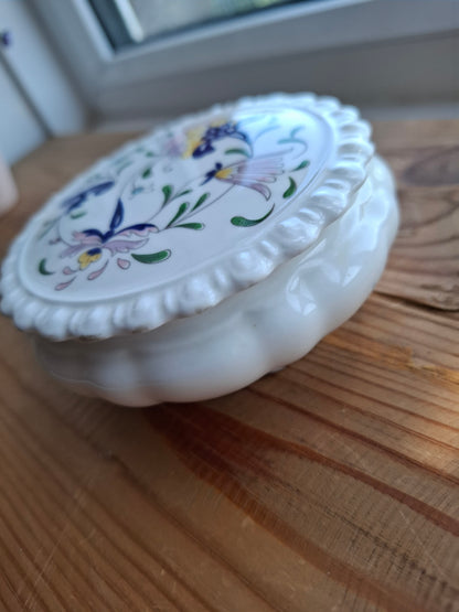 'Slag' Upcycled Purple Floral Frilly Trinket Pot
