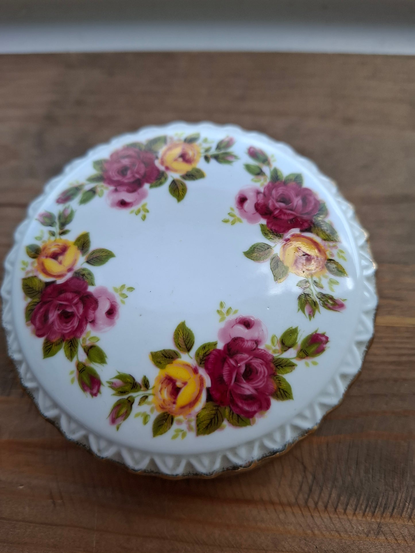 'Slag' Upcycled Cottage Rose Trinket Pot
