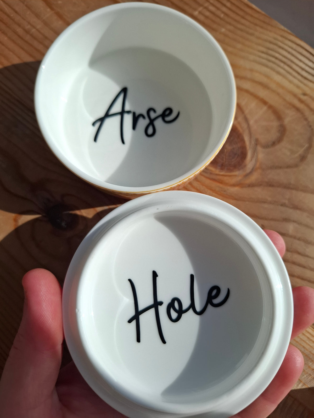 'Arse Hole' Upcycled Round Colourful Floral Trinket Pot
