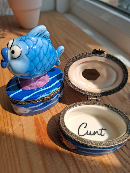 'Cunt' Upcycled Goofy Fish Trinket Pot With Clasp