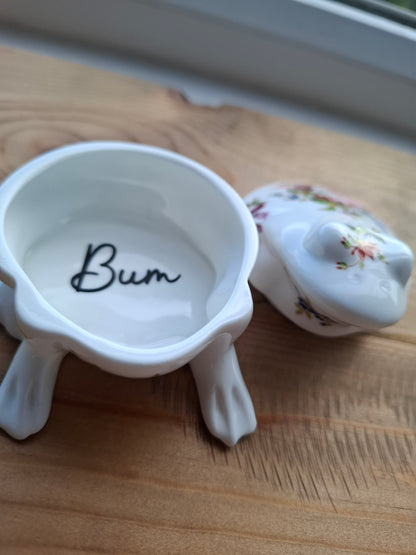 'Bum Hole' Upcycled Personalised Whimsical Frog Trinket Pot