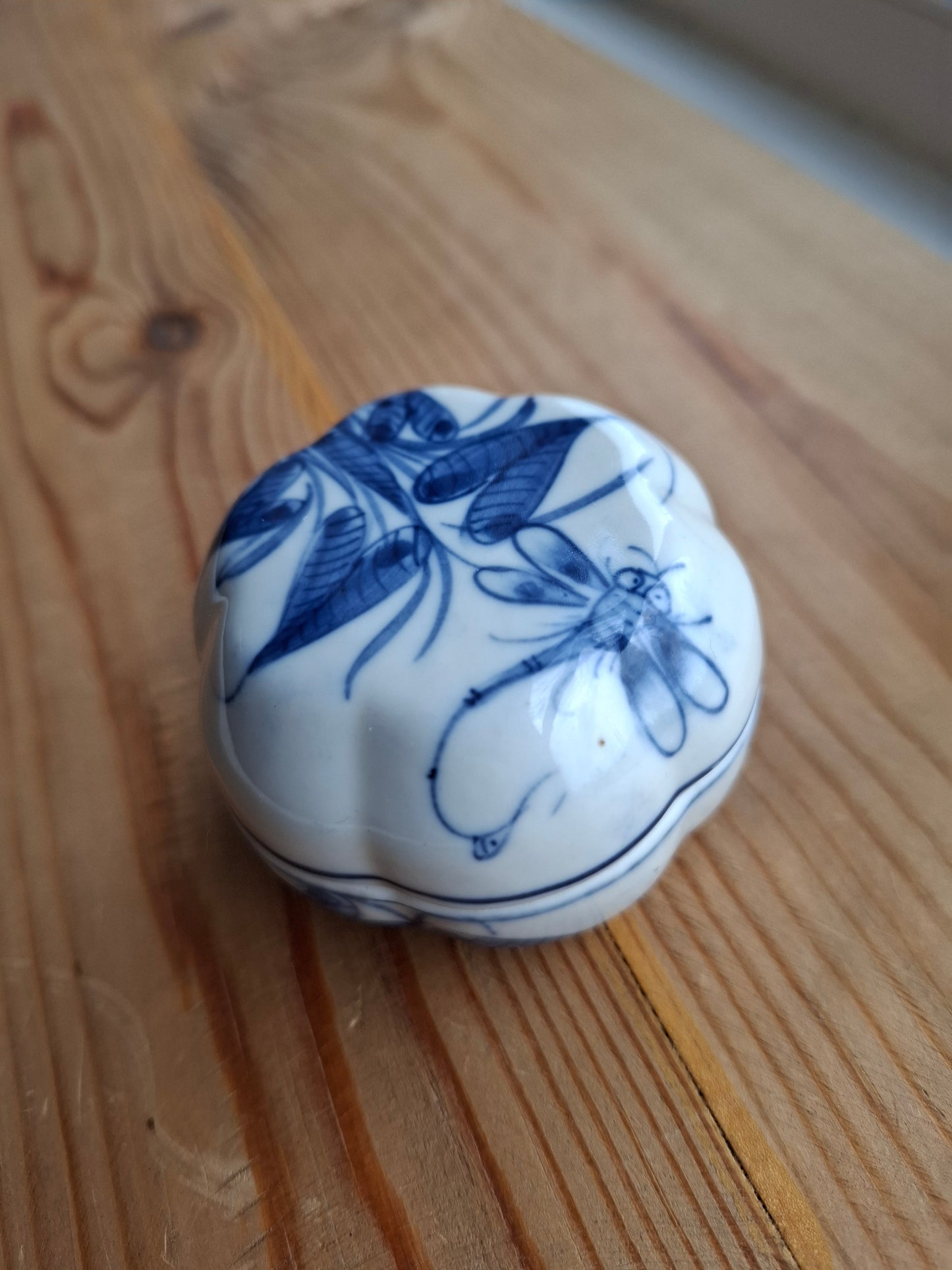 'Cunt' Upcycled Blue & White Dragonfly Trinket Pot