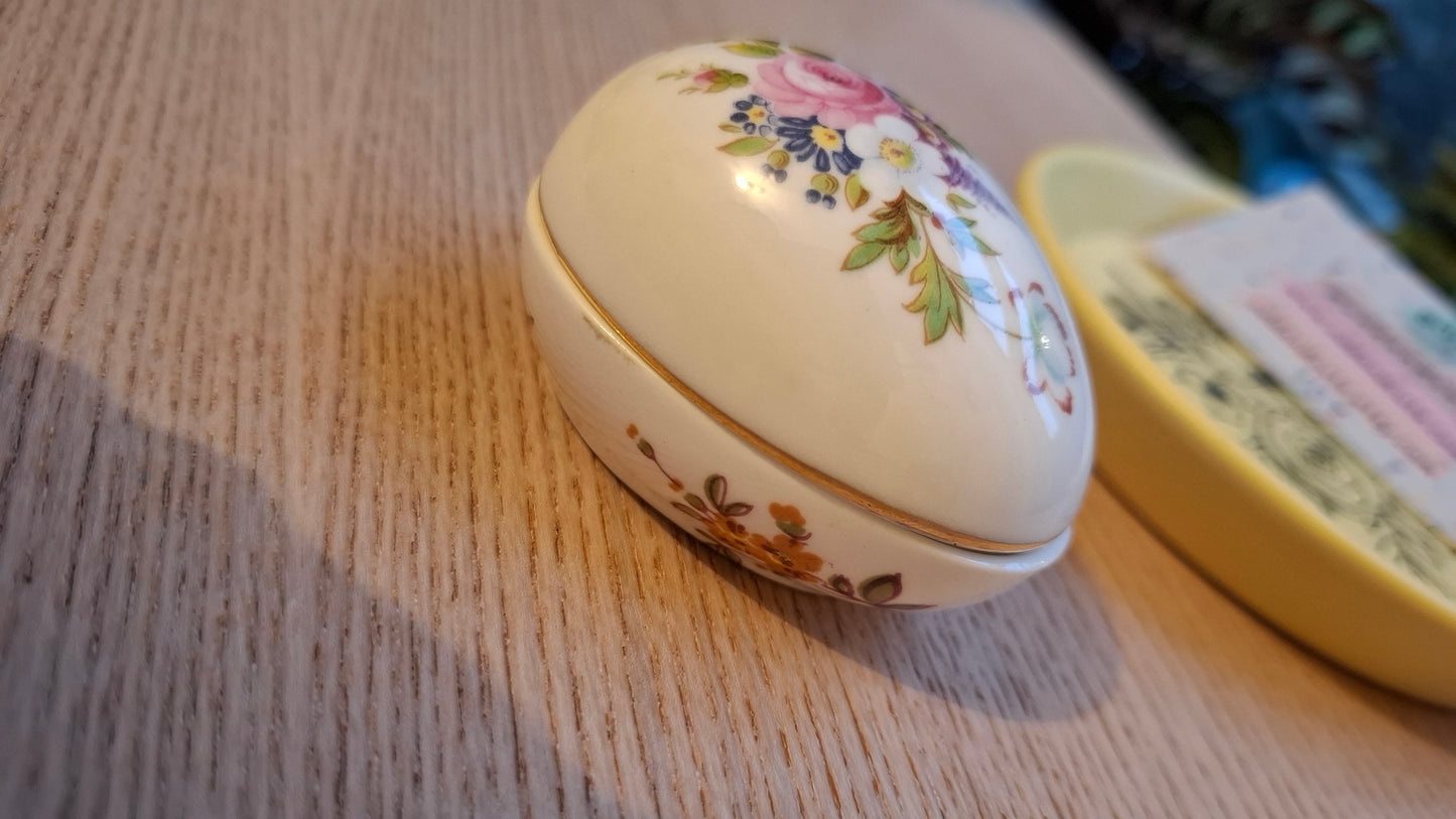 'Cunt' Upcycled Small Pretty Floral Egg Shaped Trinket Pot