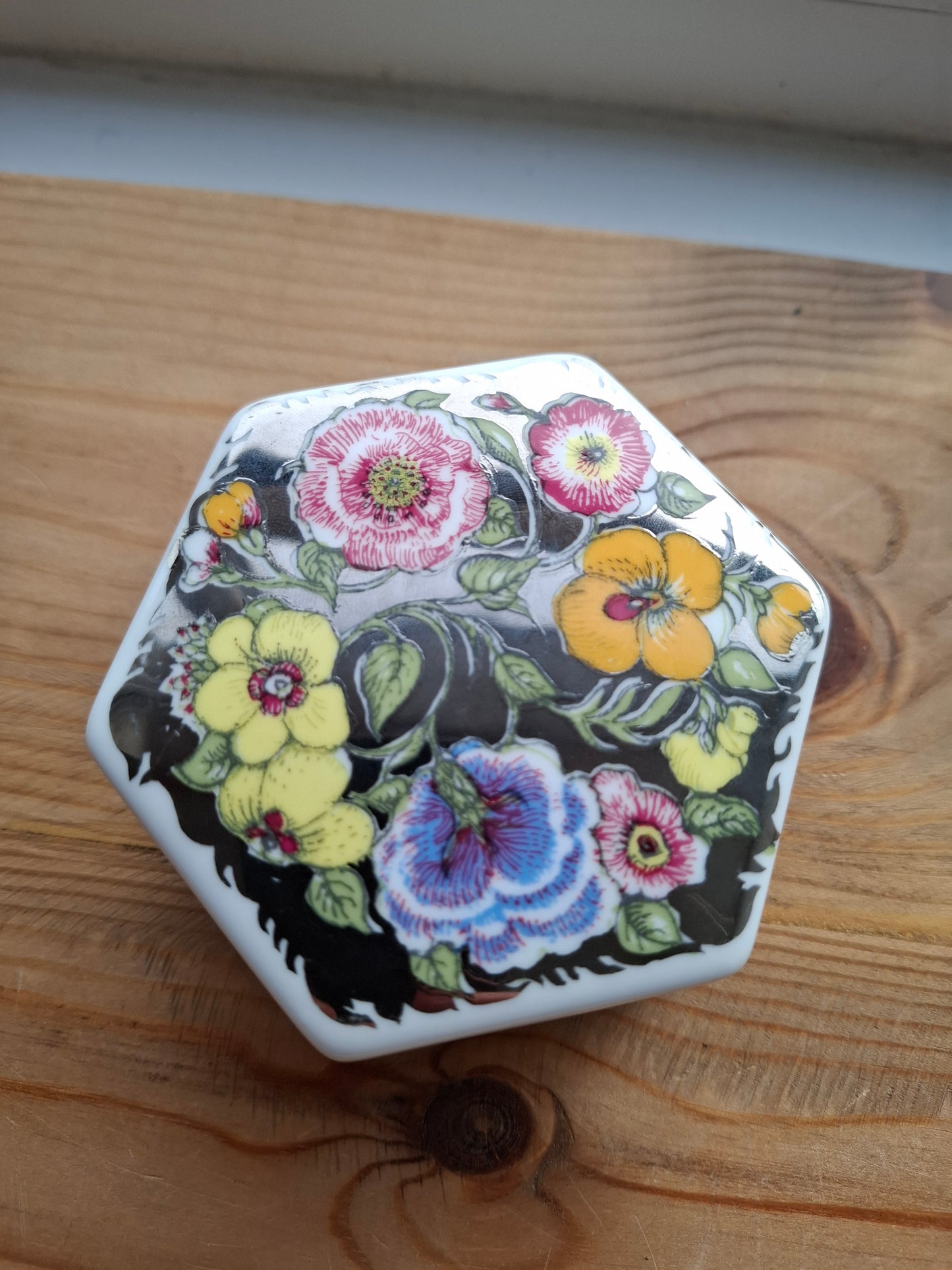 'Sugar Tits' Upcycled Shiny Floral Trinket Pot