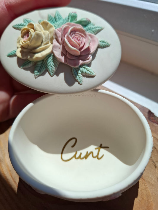 'Cunt' Rose Oval Shaped Trinket Pot