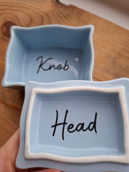 'Knob Head' Upcycled Rectangular Starry Trinket Pot