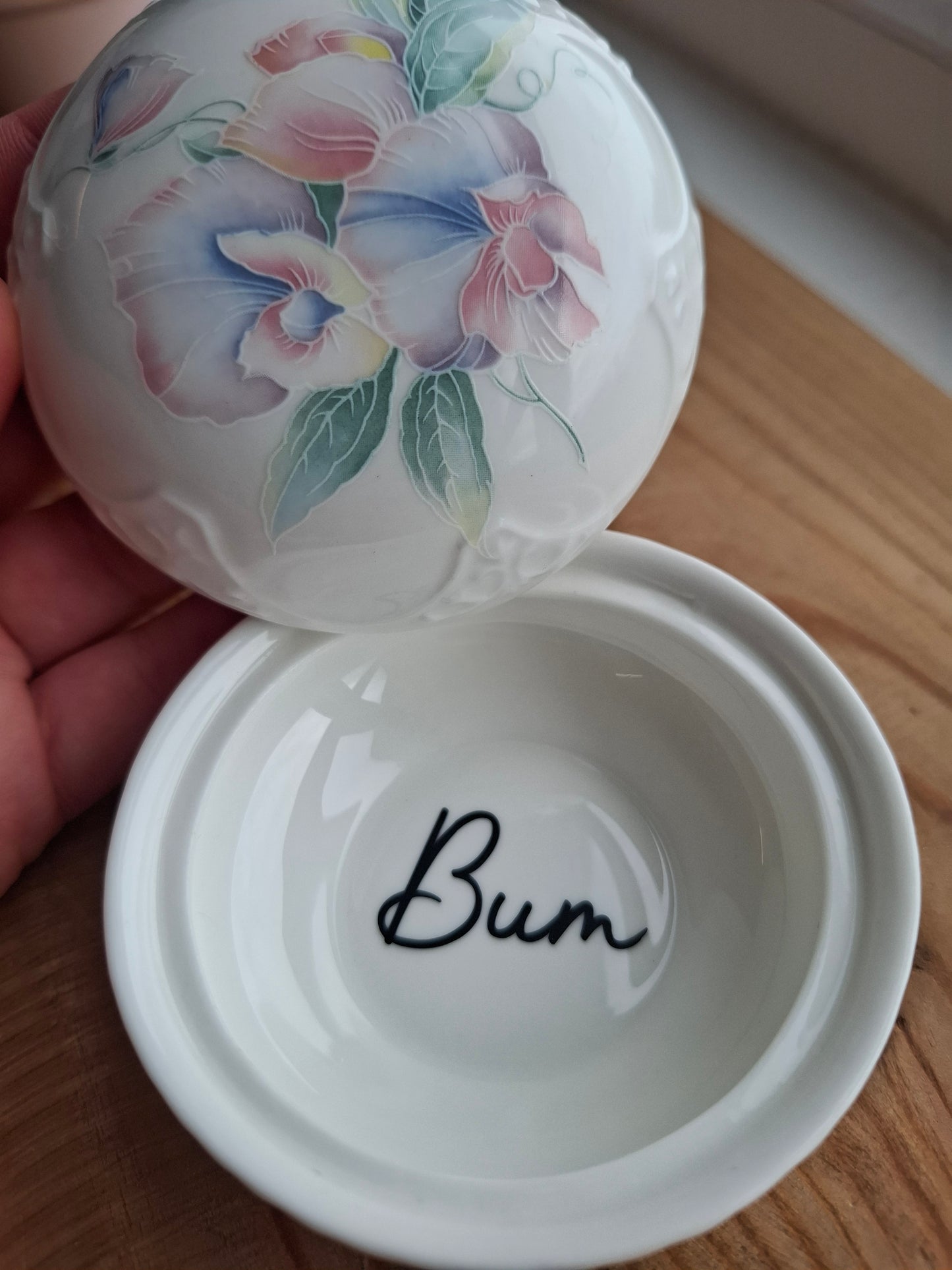 'Bum Hole' Upcycled Pretty Pastel Trinket Pot