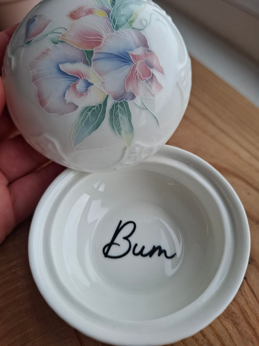 'Bum Hole' Upcycled Pretty Pastel Trinket Pot