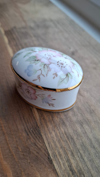 'Twat' Upcycled Small Oval Shaped Floral Trinket Pot